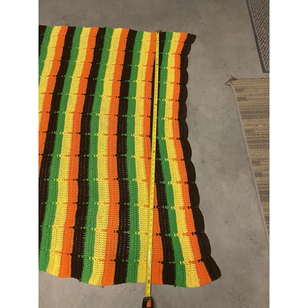 Vintage Hand-Crocheted Afghan Blanket 80